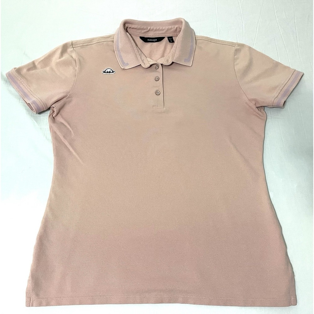 Radmor Michelle Pique Stretch Pima Cotton Polo Shirt women size Medium Minx Pink